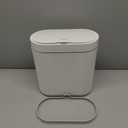 ELPHECO Bathroom Trash Can with lid 2.5 Gallon Waterproof Motion Sensor Wastebasket, Automatic Trash Bin Bathroom Decor for Bedroom and Office White with Golden Trim