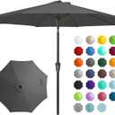 JEAREY 9FT Outdoor Patio Umbrella Outdoor Table Umbrella with Push Button Tilt and Crank, Market Umbrella 8 Sturdy Ribs UV Protection Waterproof for Garden, Deck, Backyard, Pool (Dark Gray)