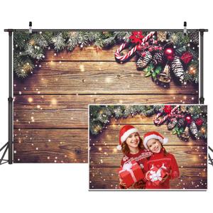 7x5ft Christmas Backdrop Snowflake Gold Glitter Christmas Wood Wall Photography Backdrop Xmas Rustic Barn Vintage Wooden Floor Background for Kids Portrait Photo Studio Booth