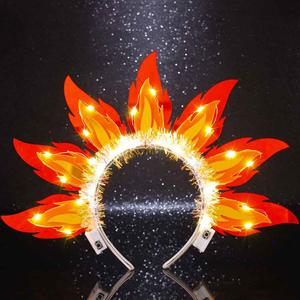Zoestar Light Up Flame Headband LED Fire Headbands Party Hair Accessories for Women
