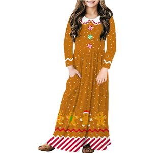 Deerose Girls Maxi Dress Casual Holiday Long Dresses with Pockets 5-14 Years (11-12 Years, C | Gingerbread Brown)