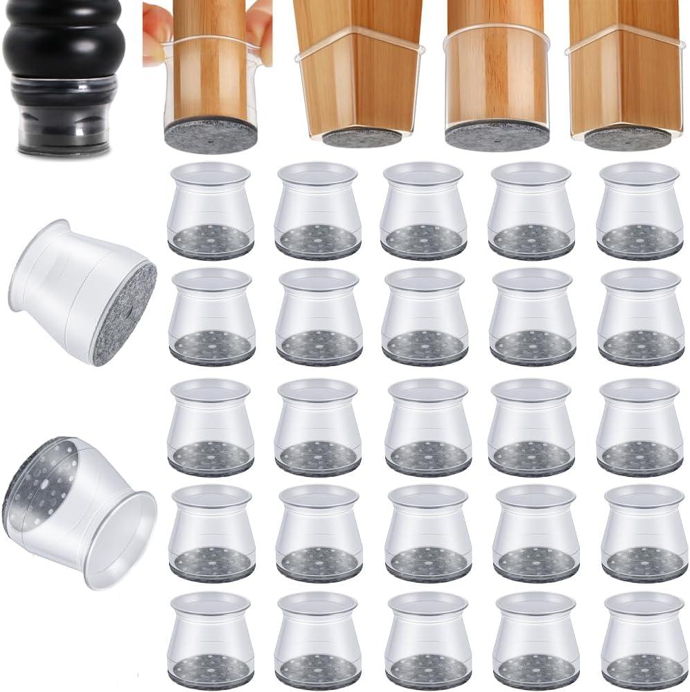 48 Pack Chair Leg Floor Protectors, Chair Feet Protectors for Hardwood Floors,Silicone Chair Leg Caps Covers Pads, Floors from Scratching and Reduce Noise(Fit:1-5/16"-2") (Large-Clear)