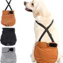 Avont 3 Pack Washable Female Dog Diaper with 1 Suspender, Reusable Girl Doggie Underwear Pants for Heat Cycle Period Incontinence Detachable Strap -Brown/Black/Grey M