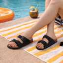 KIDMI Unisex Summer Sandals Arch Support Cork Footbed Slide Sandals with Double Adjustable Buckle for Women Men, Black Oily 41