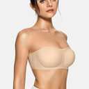 Vertvie Womens Strapless Bra Jelly Push Up Seamless Bandeau Bra Wireless Non Slip Silicone Tube Top Bras Padded Bralette (XS)