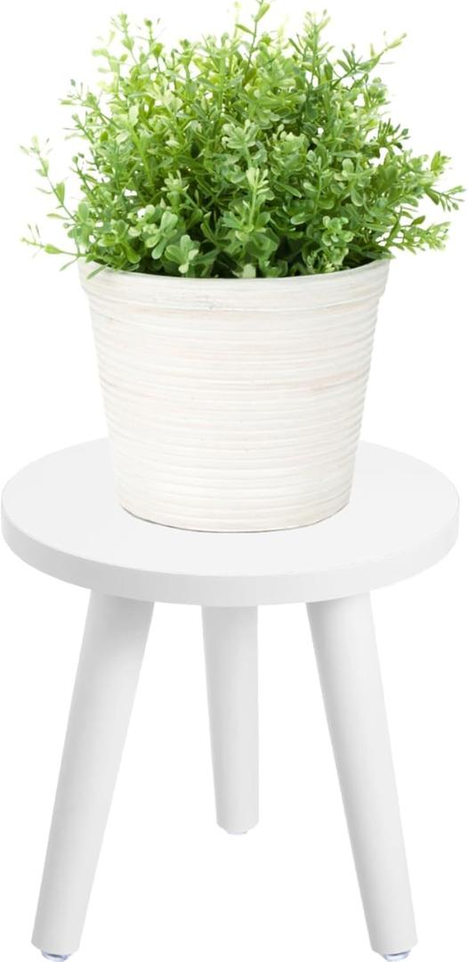 Samll Plant Stand Indoor/Outdoor for Plants,Wood White Planter Stands Holder Mid Century Pedestal Shelf,Sturdy Short Flower Rack Boho Short Plant Table 8.6"Tall Wooden Plants Stool for Garden,Patio
