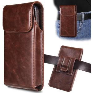 Holster for iPhone 17, 17 Pro, 16, 16 Pro, 15, 15 Pro, 14, 14 Pro, 13, 13 Pro, 12, Galaxy S25, S24, S23, Premium Leather Pouch with Belt Clip Phone Holster Belt Case, Coffee -M