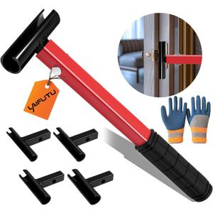 4 in 1 Door Hinge Adjustment Tool Kit with Protective Gloves, Heavy Duty Painted Steel Hinge Bender Wrench with Rubber Grip, Door Gap Adjusting Wrench for Residential & Commercial Use