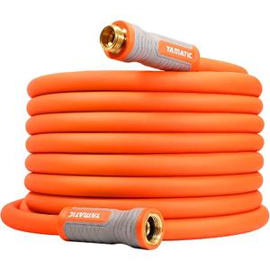 YAMATIC Garden Hose 5/8 in x 30 ft, Ergonomic Swivel Fittings, Burst 600 PSI,Heavy Duty, Flexible and Lightweight Water Hose (30FT, Orange)