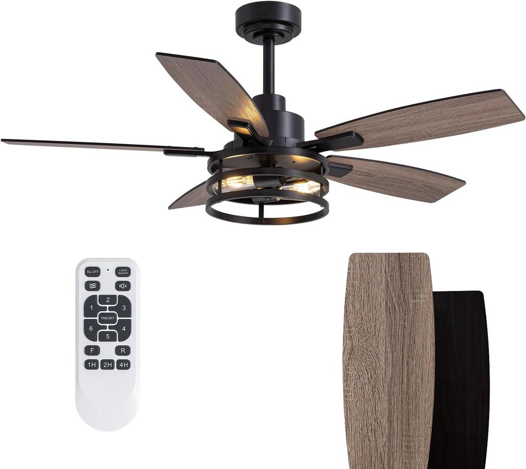 Ceiling Fans with Lights and Remote Control, Ceiling Fan for Bedroom Living Room (Black-2)