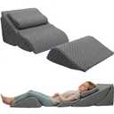 Adjustable Orthopedic Bed Wedge Pillow Set, Post Surgery Recovery, Memory Foam Wedge Pillow for Back, Knee and Leg Pain Relief, Sleeping, Sitting up in bed, Reading, Acid Reflux, Snoring, Melange Gray