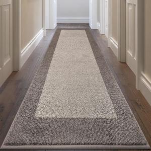 Machine Washable Runner Rug 32" x 96", Non Slip Kitchen Mat for Floor, Absorbent Entryway Rug for Kitchen, Bedroom, Living Room, Hallway, Door (Roll Packing) (Beige)