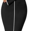 MEROKEETY Women's Fall Long Bell Sleeve Sweater Dress 2025 Elegant Bodycon Color Block Knit Midi Maxi Dresses (Black)