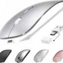 Bluetooth Wireless Mouse USB C for MacBook Air Pro iMac Laptop Desktop Computer, Wireless Rechargeable Silent C Mouse for Mac Desktop/iPad/Surface Pro (BT5.2/3.0, 2.4G USB A, Type-C Receiver) (Silver)