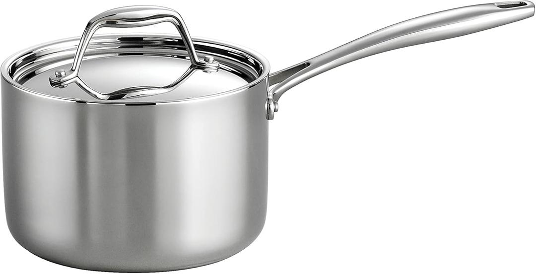 Tramontina Signature Tri-Ply Clad Stainless Steel 2-Quart Sauce Pan with Lid, Induction-Ready, Dishwasher-Safe, NSF-Certified, Made in Brazil