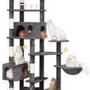 85in Giant Cat Tree for Heavy Duty Big Cats, Large Cat Trees with Scratching Post, Cat Tree Tower with Cat Condos, Hammock & Plush Perch for Maine Coon, Smoky Gray