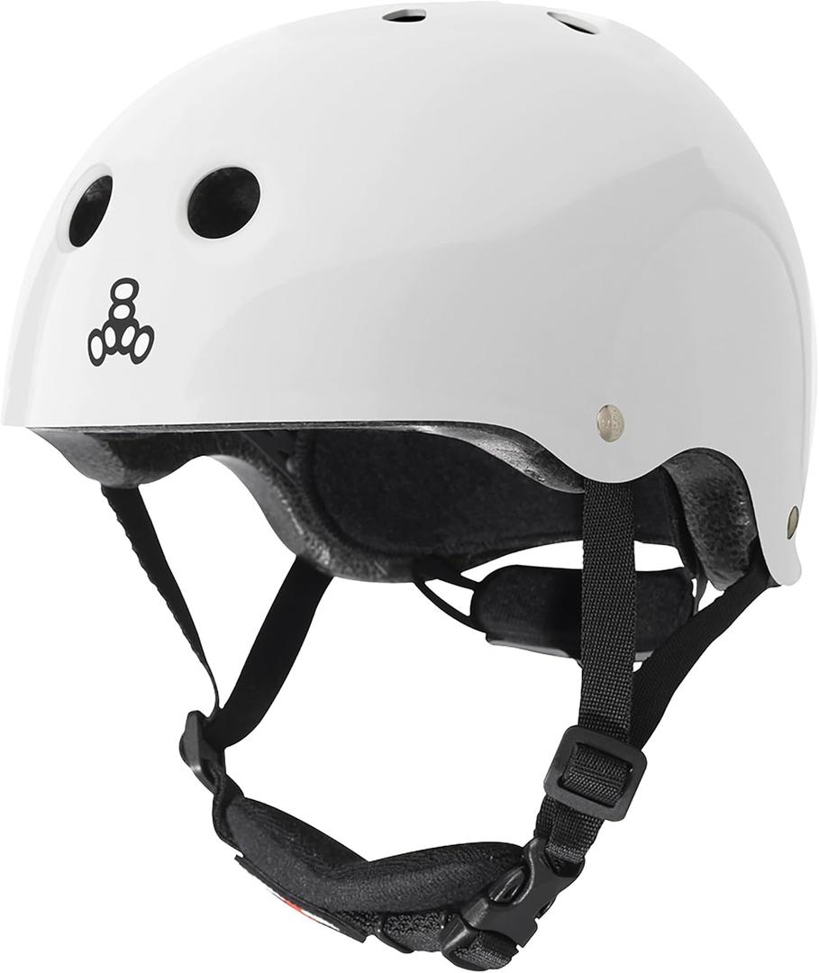 Triple Eight Lil 8 Kids Helmet  Ideal for Biking, Skateboarding, in-Line Skating, Rollerblading and Scooter (One Size, WHITE GLOSSY)