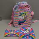3PCS Kids Backpacks for Girls, 16" Little Kid Preschool School Bookbag and Lunch Box - Unicorn/Mermaid/Flamingo