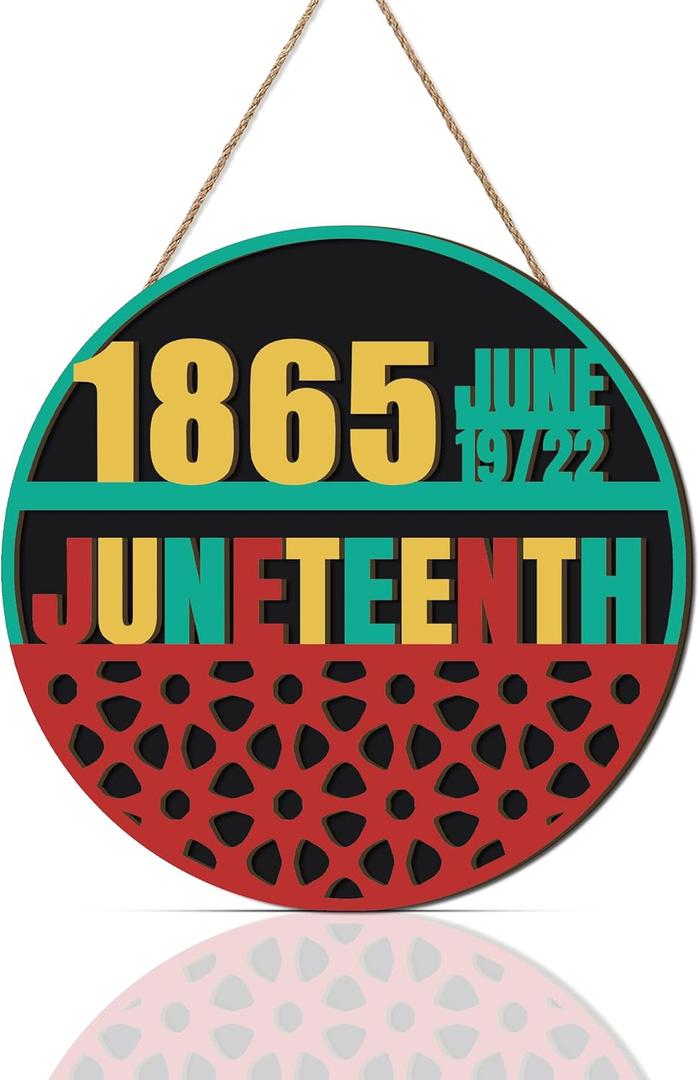 3D Juneteenth Door Sign,Happy Juneteenth Door Wreath,Freedom Day Sign,Black Pride Sign,African American Independence Day Sign,Black History Month Decoration for Outdoor Yard Home Porch Office