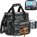 KastKing BaitSpace Fishing Tackle Bag With 4 Tackle Boxes & Removable Bait Binder, Water-Resistant Tackle Storage, Durable Fishing Gear, Adjustable Shoulder Strap