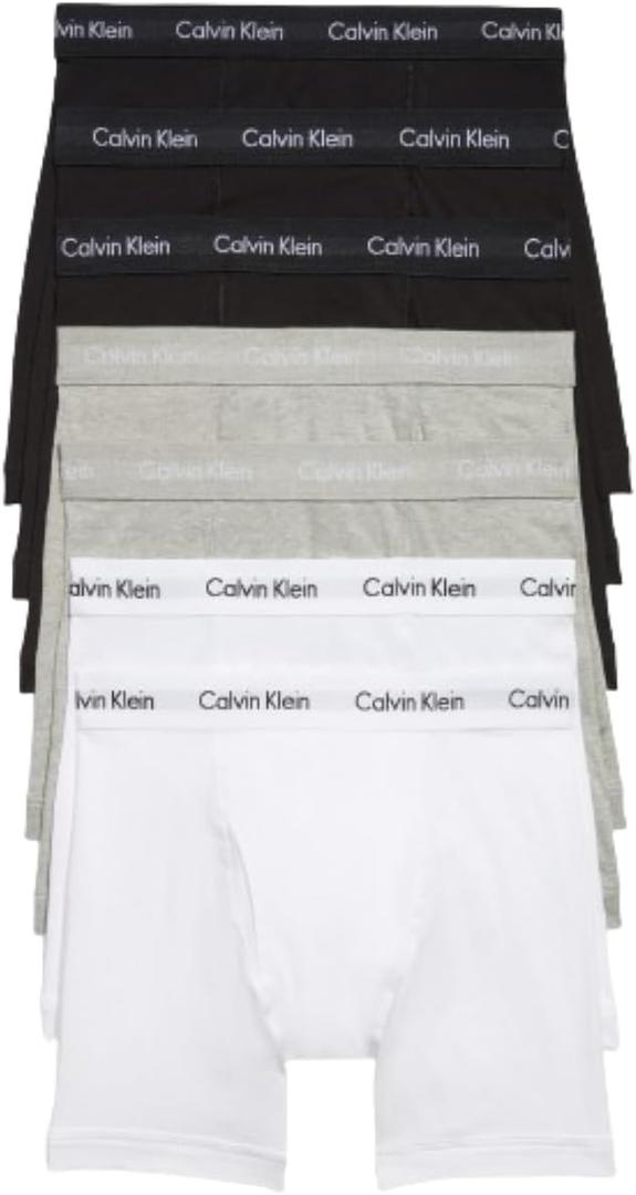 Calvin Klein Men's Cotton Stretch 7-Pack Boxer Brief (Large, 3 Black, 2 Grey Heather, 2 White)