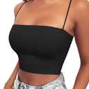 Women's Basic Spaghetti Strap Crop Top Camisole Y2k Sleeveless Tube Sexy Cami Shirts Tank Tops (Black, M)