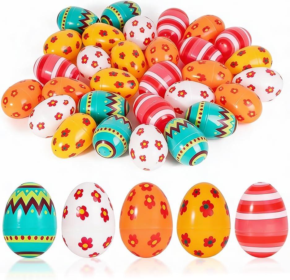 Jumbo 3 Inch Reusable Plastic Easter Eggs 30 Count - Premium Fillable Easter Eggs Bulk for Easter Egg Hunt, Basket Filler, Party Favors, Toy & Candy Fillers, Kids Classroom Activities