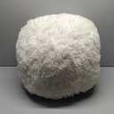 HIGOGOGO Round Stuffed Pouf Ottoman, Long Faux Fur Poufs with Foam Chunk Filling, Fluffy and Furry Pouf Foot Stool Storage Ottoman, 20 X 15 Floor Poufs Foot Rest for Living Room, Beige