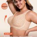 LetsJoli Bras for Women Supportive Wireless Push Up Bra Full Coverage No Underwire Seamless Plus Size for Older Women (4XL, Beige)