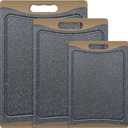 Extra Large Cutting Boards, Plastic Cutting Boards for Kitchen (Set of 3) Cutting Board Set Dishwasher Chopping Board with Juice Grooves Easy-Grip Handles, Brown, Empune