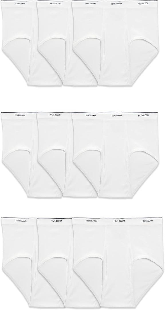 Fruit of the Loom Men's Cotton Briefs, Tag Free & Moisture Wicking, Assorted Color Multipacks (Large, 9 Pack - White)