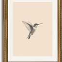 VIYYIEA Gold Framed Hummingbird Wall Art, Minimalist Canvas Wall Decor, Vintage Nature Sketch Illustration for Living Room Bedroom, Great Gift for Bird Lover, 16x20 Inch
