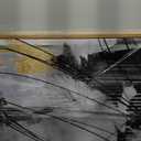 Large Canvas Wall Art Gold Abstract Paintings 29x58 Inch Wooden Framed Artwork Black Line Painting for Bedroom Bathroom Home Decor