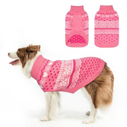 SCENEREAL Dog Sweaters for Dogs, Soft, Warm Turtleneck Puppy Clothes Sweatshirt, Knitted Ugly Dog Christmas Outfits, Argyle Xmas Pet Cold Weather Coat for Girls Boys, Large