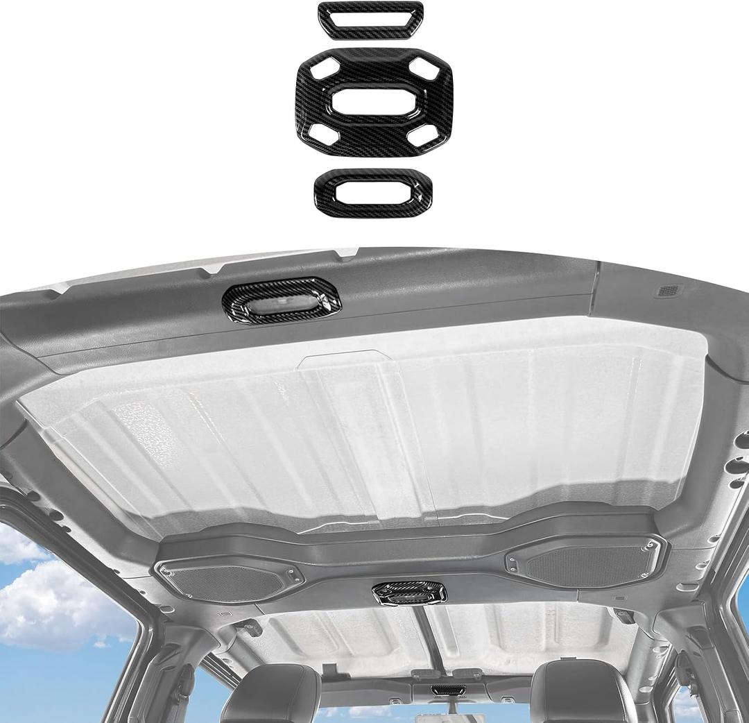 RT-TCZ for Jeep JL Carbon Fiber Dome Light Cover Trim for Jeep Wrangler JL Gladiator JT 2018-2023 ABS Interior Accessories 3pcs