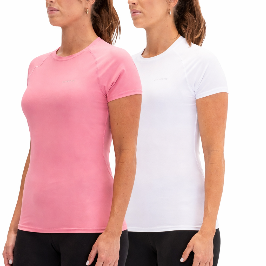 DEVOPS Women's 2 Pack Short Sleeve Shirts Outdoor Fishing Hiking Running Lightweight T-Shirt, Small