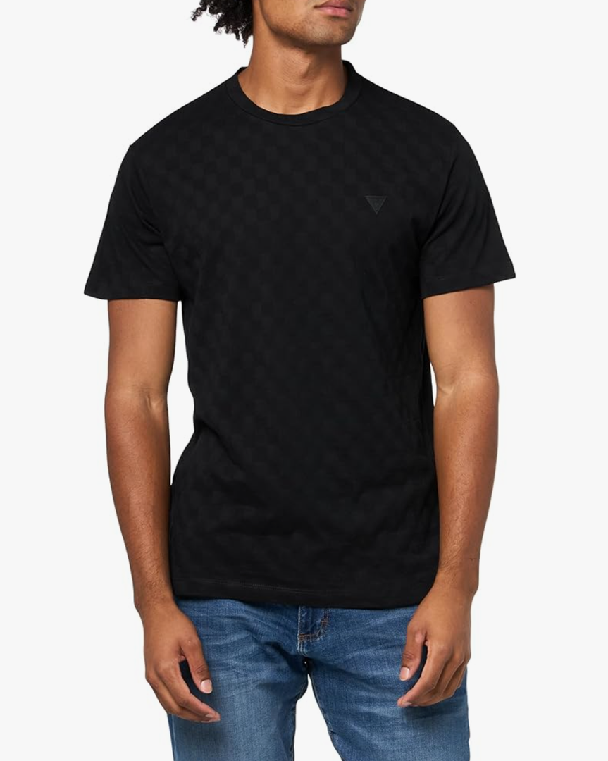 GUESS Men's Short Sleeve Small Triangle Knit, Small