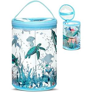 Beach Gifts Heavy Duty Clear Lotion Toiletry Bags for Travel Sunscreen Makeup Cosmetic Pouch Cylinder Bag Waterproof Portable Trip Bag with Handle Zipper(Turtle)