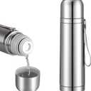 Stainless Steel Thermal Bottle Vacuum Insulated Coffee Trave Mug for Hot and Cold Drinks Double Walled Sport Water Flask with Cup 17Oz/500Ml(Silver)