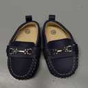 LONSOEN Baby Girls Boys Loafers Prewalker Dress Crib Shoes (Size 11, Deep Blue)