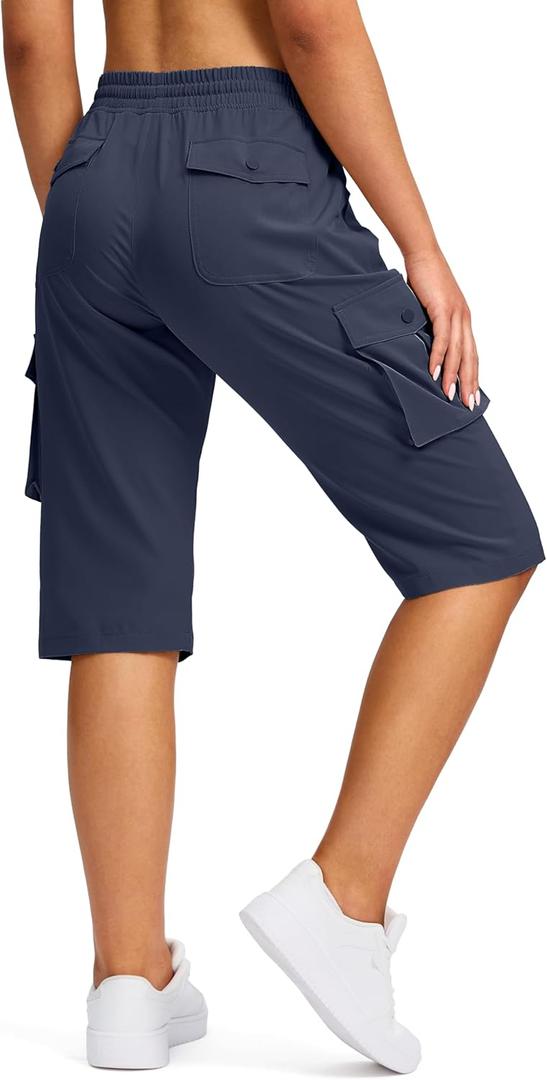 Viodia 15" Long Shorts for Women Hiking Cargo Bermuda Shorts Lightweight Knee Length Capris for Summer Travel Fishing Large