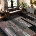 LIANLAM 10x12 Washable Area Rugs for Living Room and Bedroom, Vintage Checkered Pattern Non-Slip Carpet, Stain Resistant Low Pile Soft Rug for Dining Room,Office,Nursery,Kids Room(10x12,Chocolate)