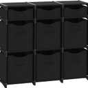 9 Cube Storage Organizer With Bins Included - Closet Storage With 9 Storage Bins - Easy To Assemble Storage Unit With Drawers - Closet Organization For Clothes, Bedroom, Nursery, & Toys (Black)
