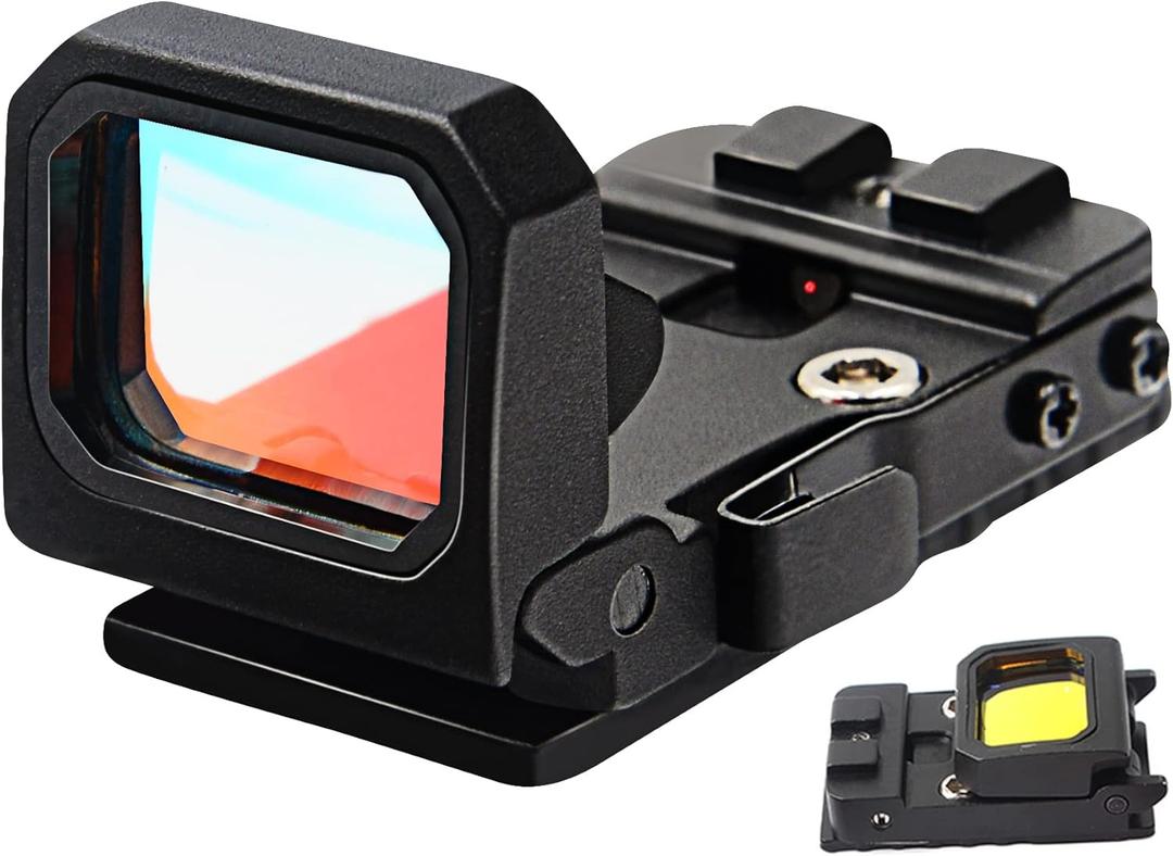 Flip Up Red Dot Reflex Sight Compact Red Dot Flip Gun Sight Scope with Universal Mount Heightened Base for 20mm Picatinny Rail RMR Mounts and Slides for Handgun Rifle Pistol for Hunting