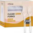 [300 Count] Clear Heavy Duty Plastic Forks, Disposable Plastic Forks, Fancy Plastic Cutlery, Elegant Disposable Forks, Plastic Utensils Set, Clear Forks Set