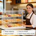 3-Tier Acrylic Countertop Bakery Display Case with Auto-Close Spring Door & Handle, 19.5"x10.2"x16.9" Clear Food Pastry Display Case for Bread, Dessert, Cookies, Donuts, Bakery, Coffee Shop