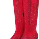 Knee High Cowboy Boots for Women Cowgirl Western Boots Rhinestone Bling Pointed Toe Chunky Heel Pull On Fashion Shoes Tall Black Boot (6)