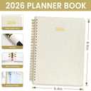 2026 Planner, Annecy Weekly  Monthly Planner 2026, Jan. 2026  Dec. 2026, 6.4" x 8.5" Monthly Agenda Planner with Tabs, Flexible Linen Cover, Spiral Binding, Double-sided Pocket, Bookmark, Beige