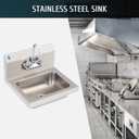 WILPREP Hand Sink Commercial Stainless Steel Sink for Washing, NSF Utility Sink with Gooseneck Faucet, Wall Mount Kitchen Sink for Restaurant Bar RV Bathroom Laundry Room (17 x 15 Inches), 13.8 X 9.8 X 5 Inches