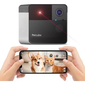 Petcube Play 2 Wi-Fi Pet Camera with Laser Toy for Cats & Dogs, 1080P HD Video, 160 Full-Room View, 2-Way Audio, Sound/Motion Alerts, Night Vision, Pet Monitoring App (Matte Silver)